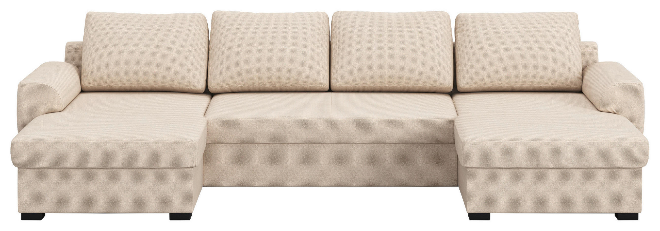 SJEDEĆA GARNITURA tekstil  prirodne boje   - prirodne boje/crna, Trend, tekstil/plastika (154/327/86cm) - MID.YOU
