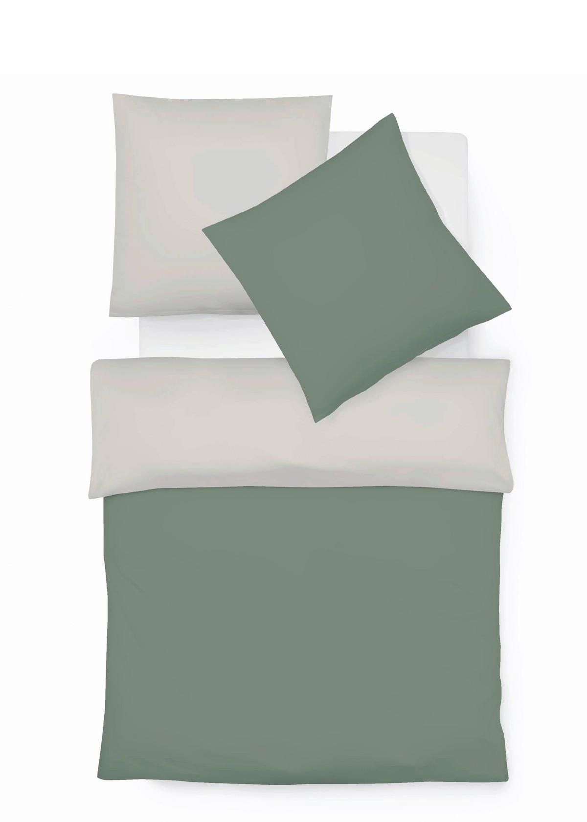 WENDEBETTWÄSCHE Provence Wende Leinenoptik 155/200 cm  - Salbeigrün/Beige, Basics, Textil (155/200cm) - Fleuresse