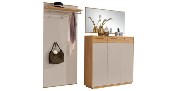 GARDEROBE 3-teilig  in 220/195/37 cm  - Taupe/Eichefarben, Design, Holz/Holzwerkstoff (220/195/37cm) - Novel