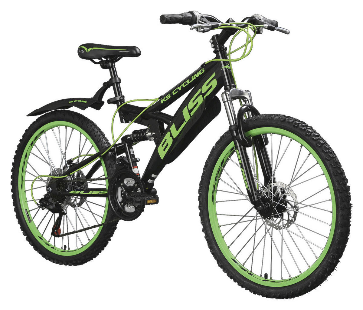 KINDERFAHRRAD 24 Zoll  - Schwarz/Grün, Basics, Metall (180/70/80cm) - Atrigo