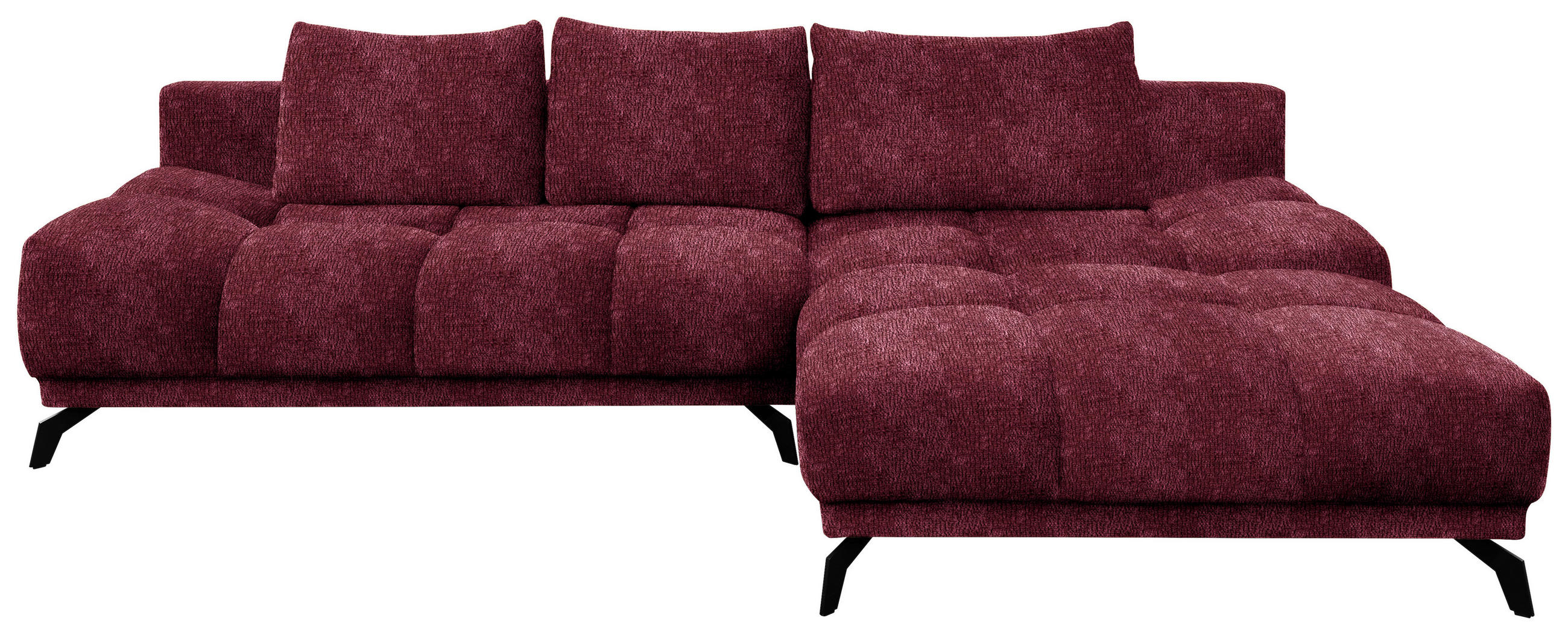 ECKSOFA Dunkelrot Chenille  - Schwarz/Dunkelrot, MODERN, Textil/Metall (290/182cm) - Hom`in