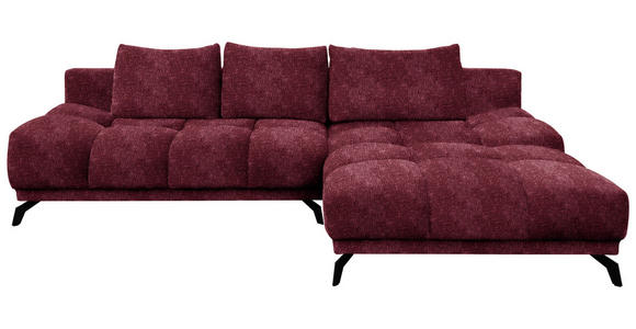 ECKSOFA Dunkelrot Chenille  - Schwarz/Dunkelrot, MODERN, Textil/Metall (290/182cm) - Hom`in