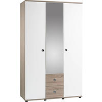  KLEIDERSCHRANK Weiß, Sonoma Eiche  - Silberfarben/Weiß, Design, Glas/Holzwerkstoff (115/190/52cm) - Carryhome