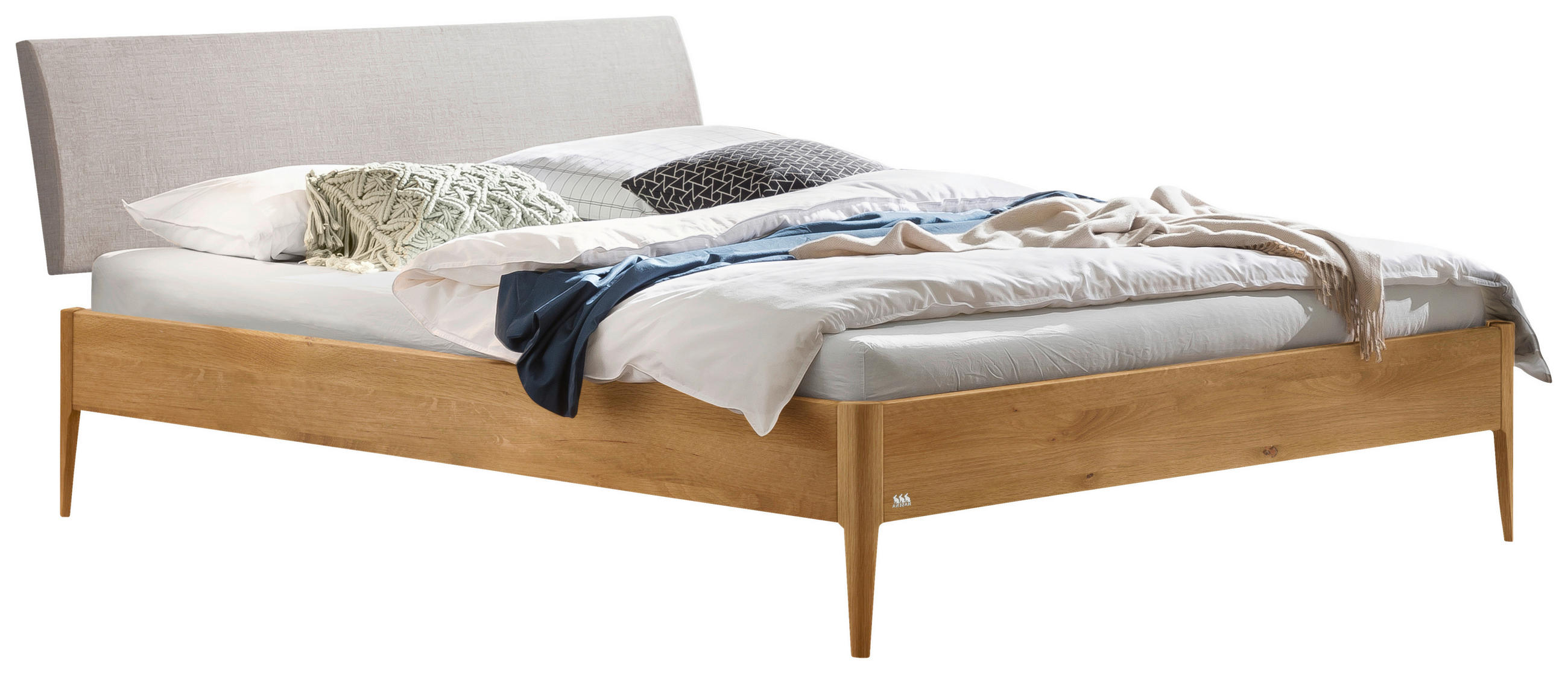 BETT 140/200 cm  in Hellgrau, Wildeiche  - Wildeiche/Hellgrau, KONVENTIONELL, Holz/Textil (140/200cm) - Hasena