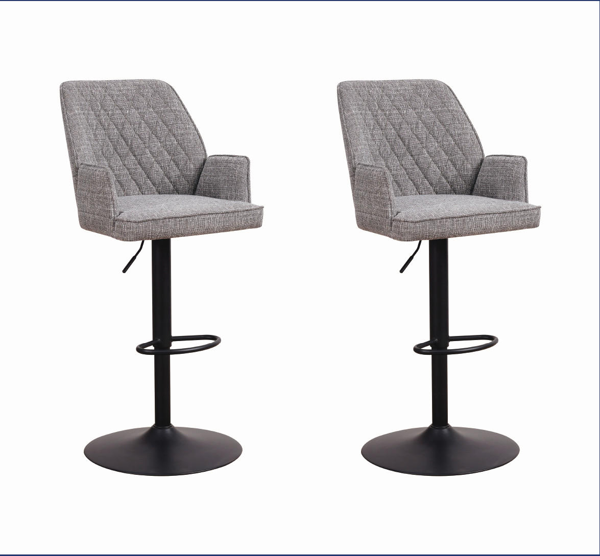 BARHOCKER-SET in Hellgrau  - Hellgrau/Schwarz, MODERN, Textil/Metall (54/100/58cm) - MID.YOU