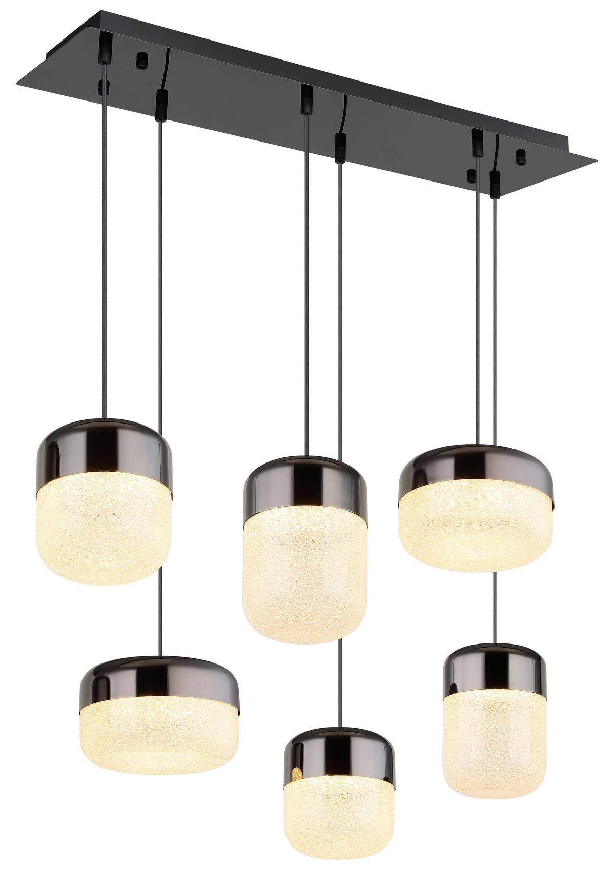 LED-HÄNGELEUCHTE 80/32/150 cm  - Klar/Graphitfarben, Design, Glas/Metall (80/32/150cm) - Globo