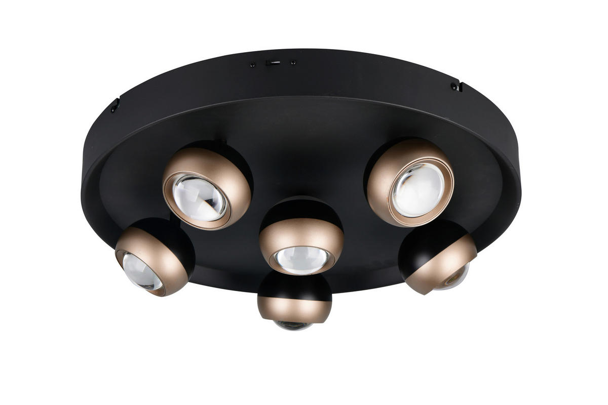 LED-DECKENLEUCHTE Orbit Select 50/13,5 cm  - Schwarz/Braun, LIFESTYLE, Metall (50/13,5cm)