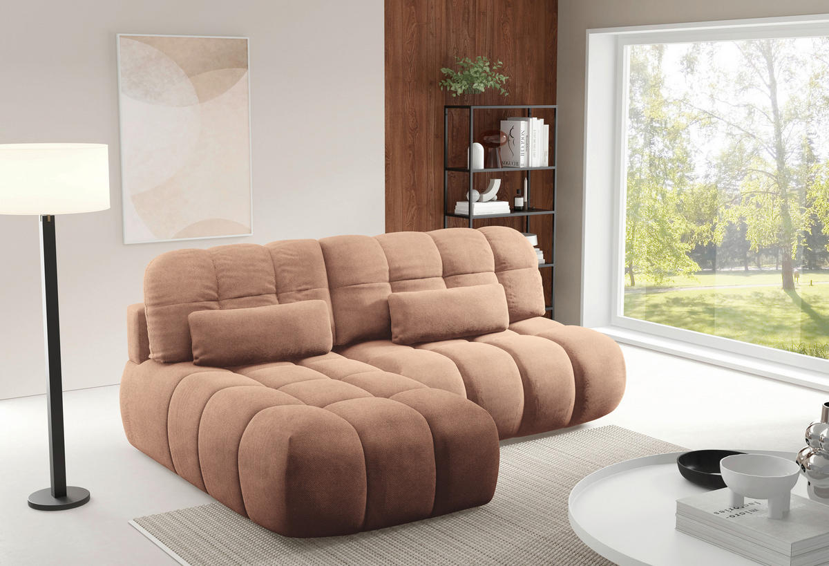ECKSOFA TARANTO Rosa Webstoff  - Schwarz/Rosa, Design, Kunststoff/Textil (172/225cm) - Livetastic