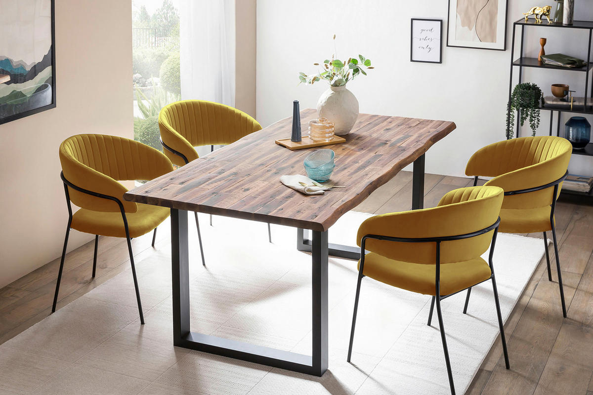 ESSTISCH in Holz 200/100/75 cm   - Schwarz/Naturfarben, MODERN, Holz/Metall (200/100/75cm) - Livetastic