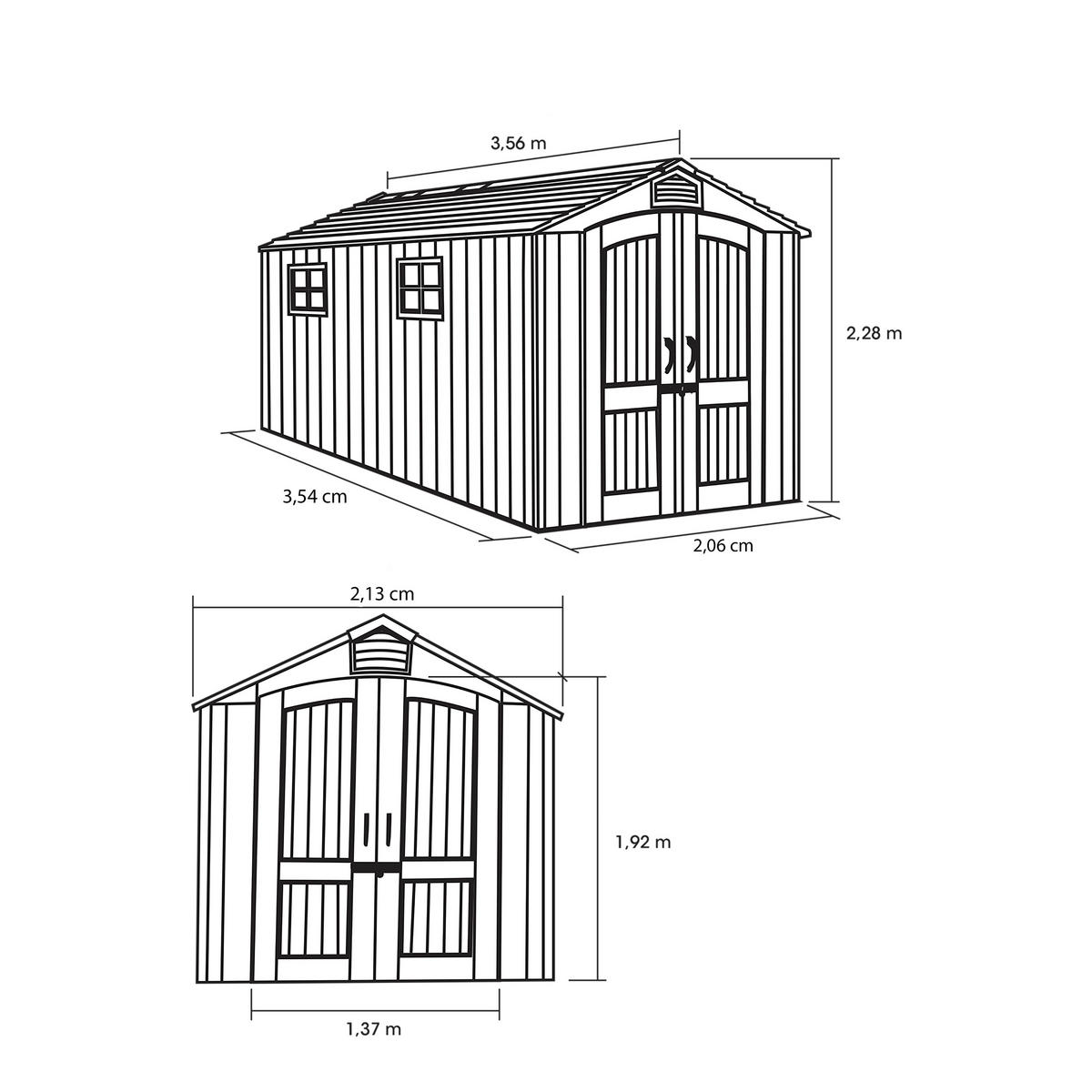 GERÄTEHAUS 204/228/344 cm  - Grau, Basics, Kunststoff (204/228/344cm) - Ambia Garden