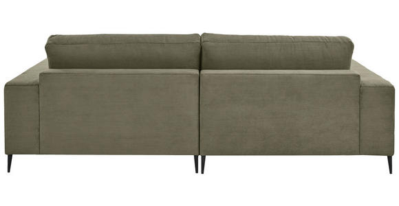 ECKSOFA in Feincord Olivgrün  - Schwarz/Olivgrün, Design, Textil/Metall (253/177cm) - Dieter Knoll