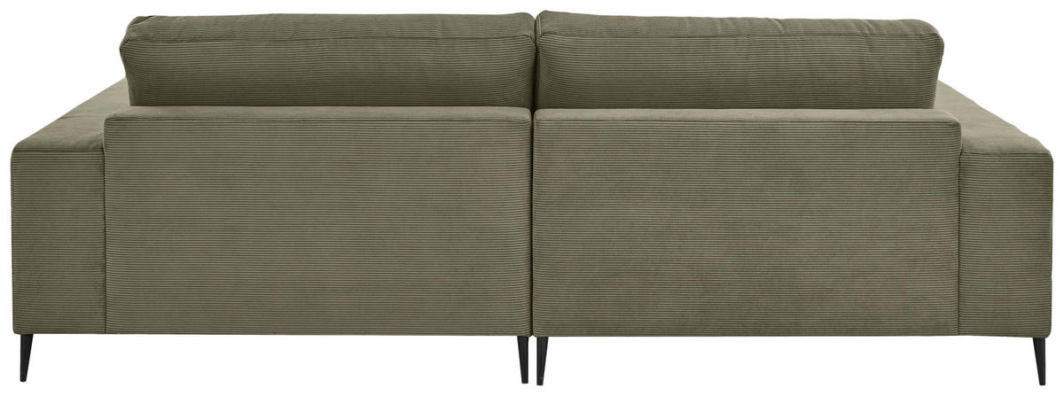 ECKSOFA in Feincord Olivgrün  - Schwarz/Olivgrün, Design, Textil/Metall (253/177cm) - Dieter Knoll