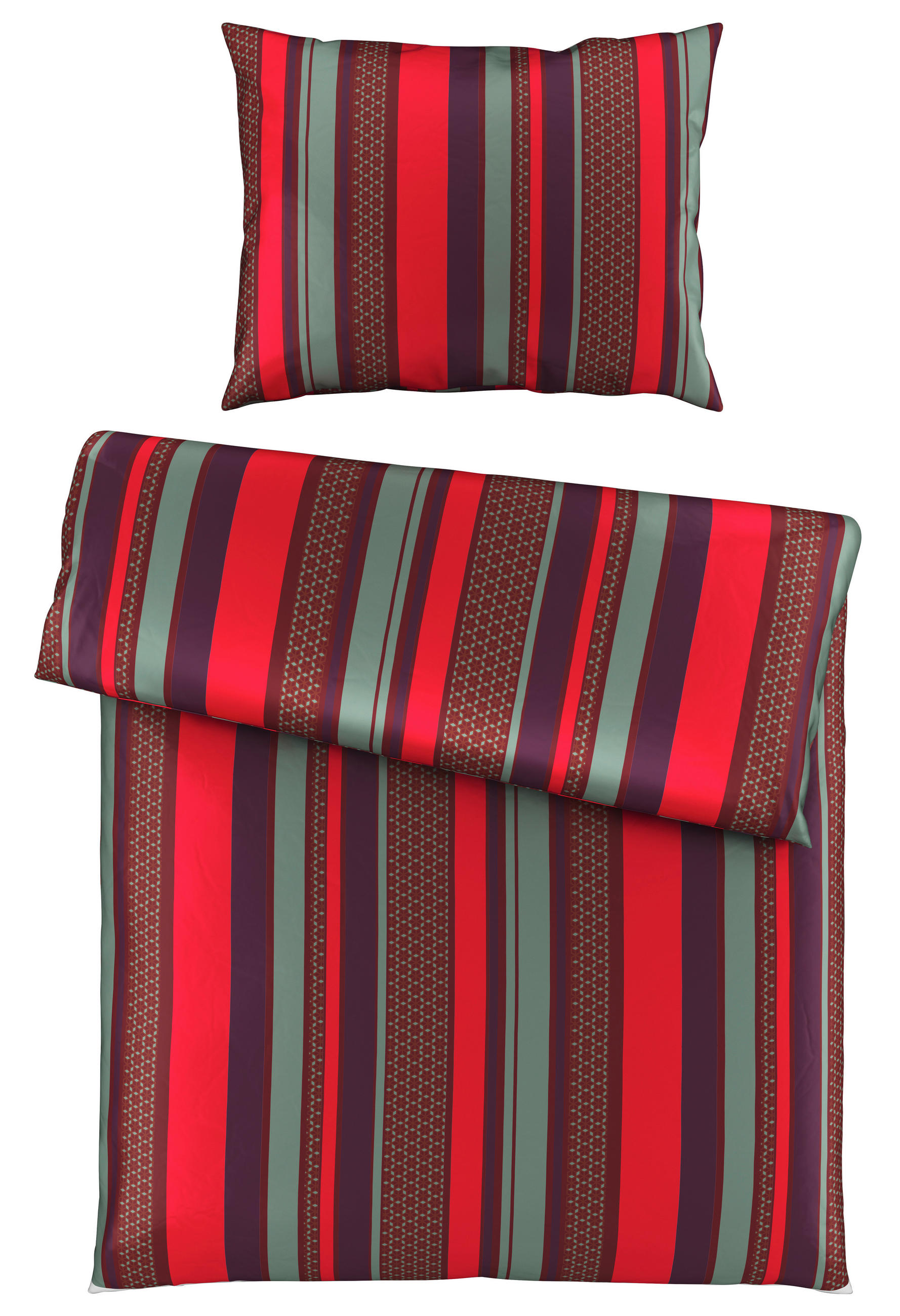 POVLEČENÍ, satén, červená, mátově zelená, 140/200 cm - mátově zelená/červená, Basics, textil (140/200cm) - Novel