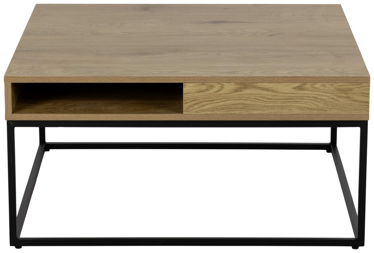 COUCHTISCH in Metall, Holzwerkstoff 80/80/40 cm  - Eichefarben/Schwarz, Trend, Holzwerkstoff/Metall (80/80/40cm) - MID.YOU