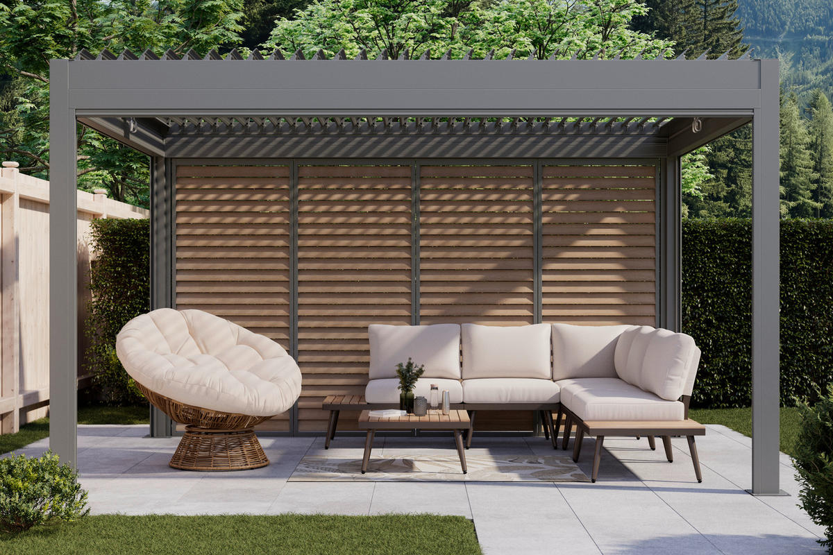 PAVILLON - Dunkelgrau/Anthrazit, Design, Textil/Metall (299/231/299cm) - Amatio