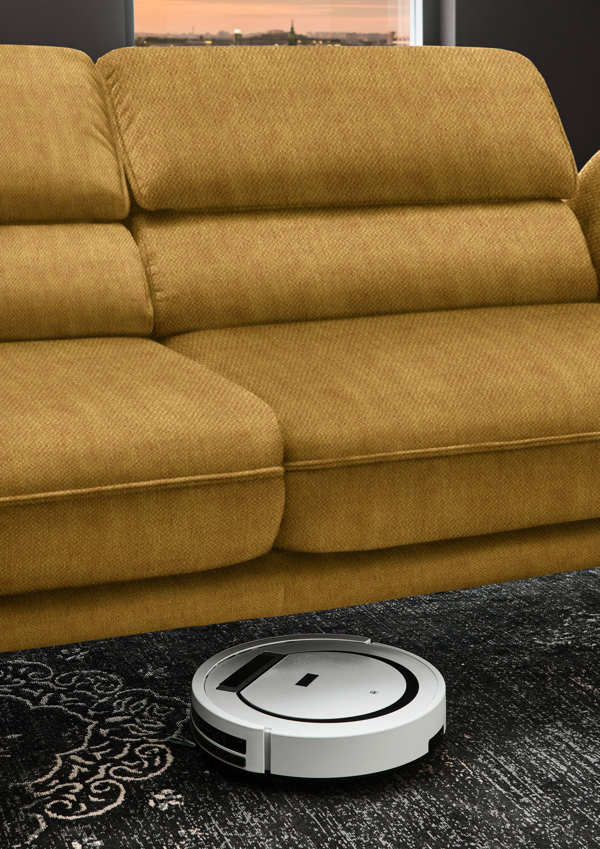 ECKSOFA in Velours Currygelb  - Currygelb/Schwarz, Design, Textil/Metall (153/283cm) - Valdera