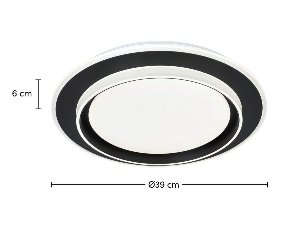 LED PLAFONJERA  - bela/crna, Trendi, metal/plastika (39/6cm) - Novel