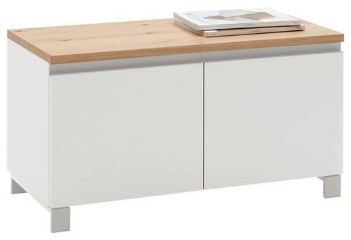 GARDEROBENBANK Balkeneiche furniert Weiß, Eichefarben  - Eichefarben/Silberfarben, Design, Holz/Metall (84/45/40cm) - Dieter Knoll