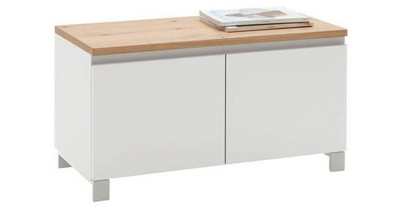 GARDEROBENBANK Balkeneiche furniert Weiß, Eichefarben  - Eichefarben/Silberfarben, Design, Holz/Metall (84/45/40cm) - Dieter Knoll