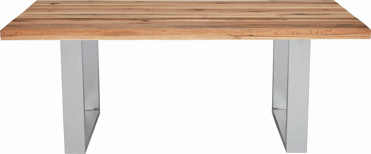 ESSTISCH in Holz, Metall 180/100/77 cm  - Edelstahlfarben/Eichefarben, Design, Holz/Metall (180/100/77cm) - Novel