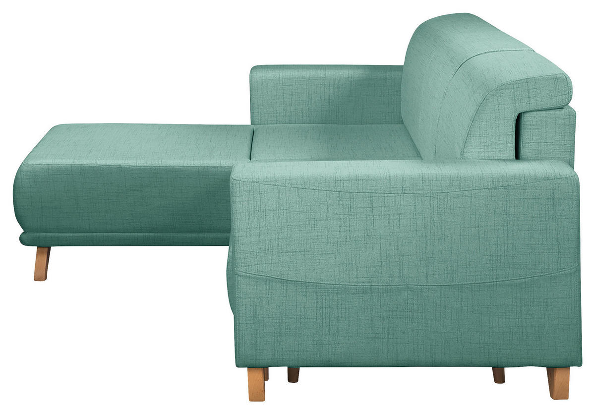 ECKSOFA in Textilgeflecht Mintgrün  - Wengefarben/Mintgrün, Design, Holz/Textil (257/174cm) - Livetastic