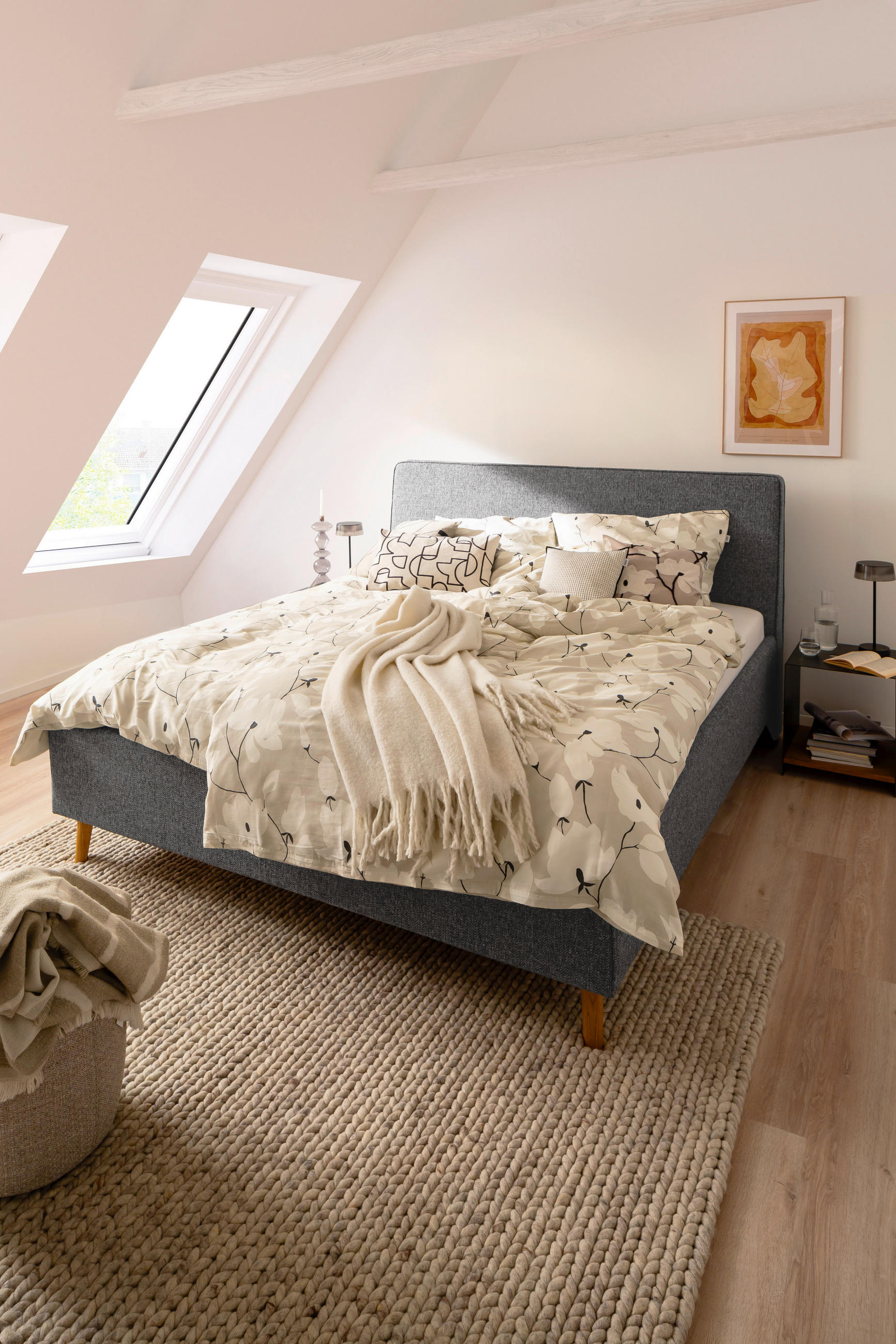 POLSTERBETT MADRID 180/200 cm  in Grau  - Eichefarben/Grau, Design, Holz/Textil (180/200cm) - Schöner Wohnen