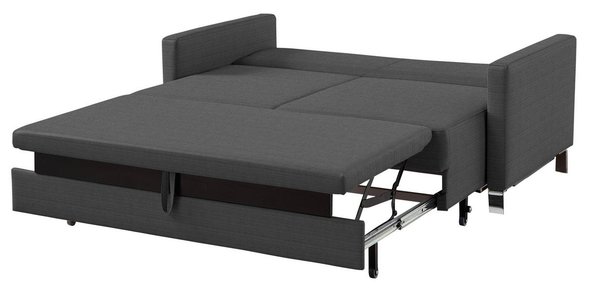 SCHLAFSOFA Feincord Anthrazit  - Chromfarben/Anthrazit, Design, Textil/Metall (140/90/95cm) - Bali