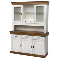 BUFFET 143/196,5/45 cm  in Weiß, Eiche dunkel  - Eiche dunkel/Weiß, MODERN, Glas/Holz (143/196,5/45cm) - MID.YOU