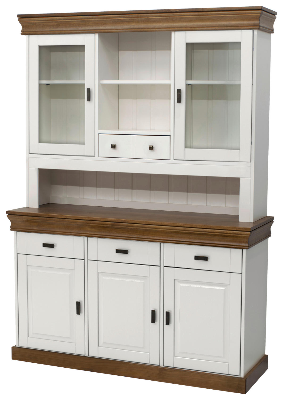 BUFFET 143/196,5/45 cm  in Weiß, Eiche dunkel  - Eiche dunkel/Weiß, MODERN, Glas/Holz (143/196,5/45cm) - MID.YOU