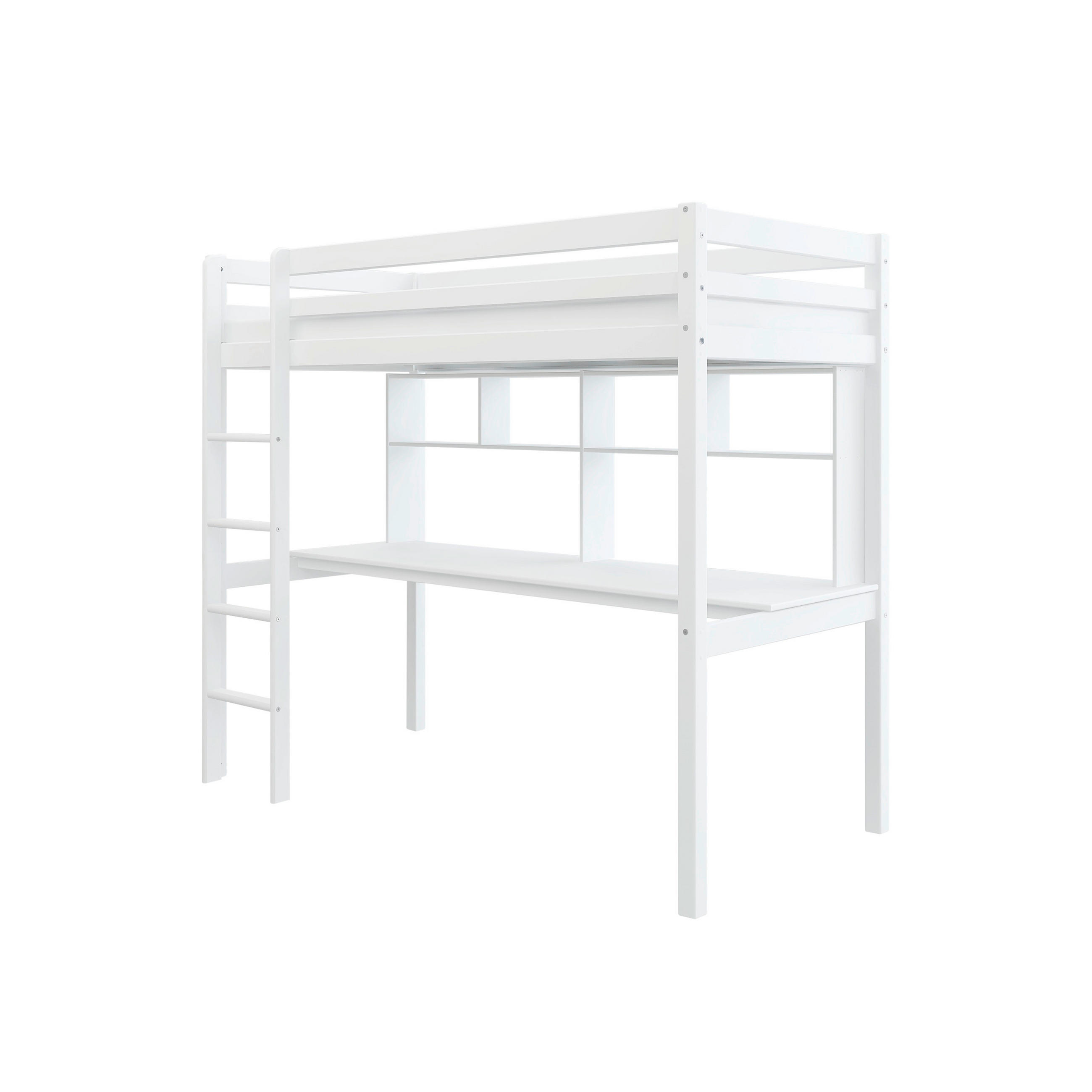 HOCHBETT 90/200 cm,  in Absturzsicherung, Rutsche, Rollrost, Schreibtisch  - Weiß, MODERN, Holz (90/200cm) - Chameo