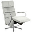 RELAXSESSEL in Leder Silberfarben - Chromfarben/Silberfarben, Design, Leder/Metall (64/112/80cm) - Cantus