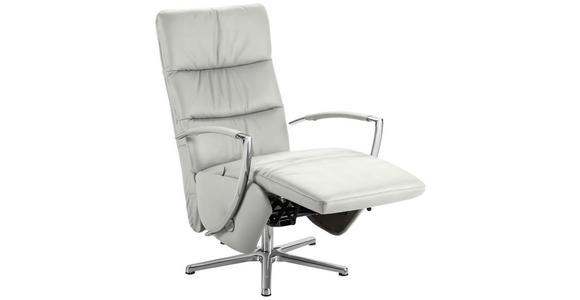 RELAXSESSEL in Leder Silberfarben - Chromfarben/Silberfarben, Design, Leder/Metall (64/112/80cm) - Cantus