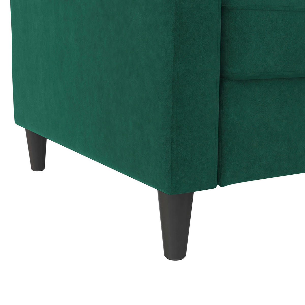 SCHLAFSOFA HANNOVER in Samt Dunkelgrün Vintage, Skandinavisch, Modern  - Dunkelgrün/Schwarz, Basics, Kunststoff/Textil (203/82/83cm) - Livetastic