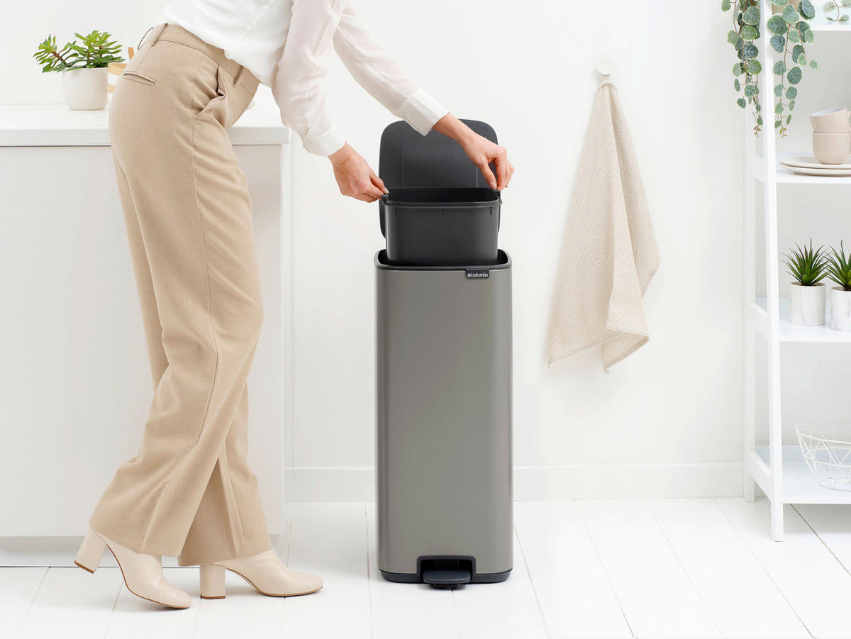 KANTA SA PAPUČICOM  30 l   - antracit/platinasta, Dizajnerski, metal/plastika (28,8/64,7/35,8cm) - Brabantia