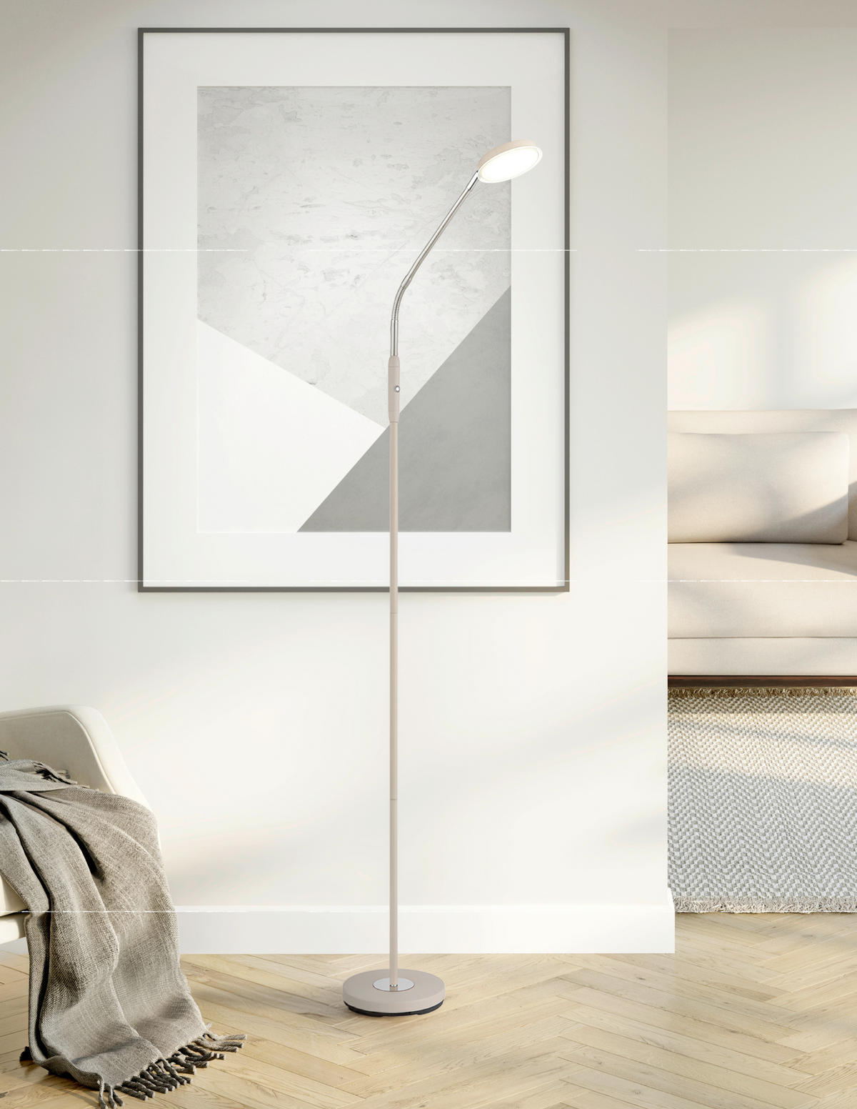 LED-STEHLEUCHTE Silvio 52/20/173 cm  - Sandfarben/Klar, Design, Kunststoff/Metall (52/20/173cm)