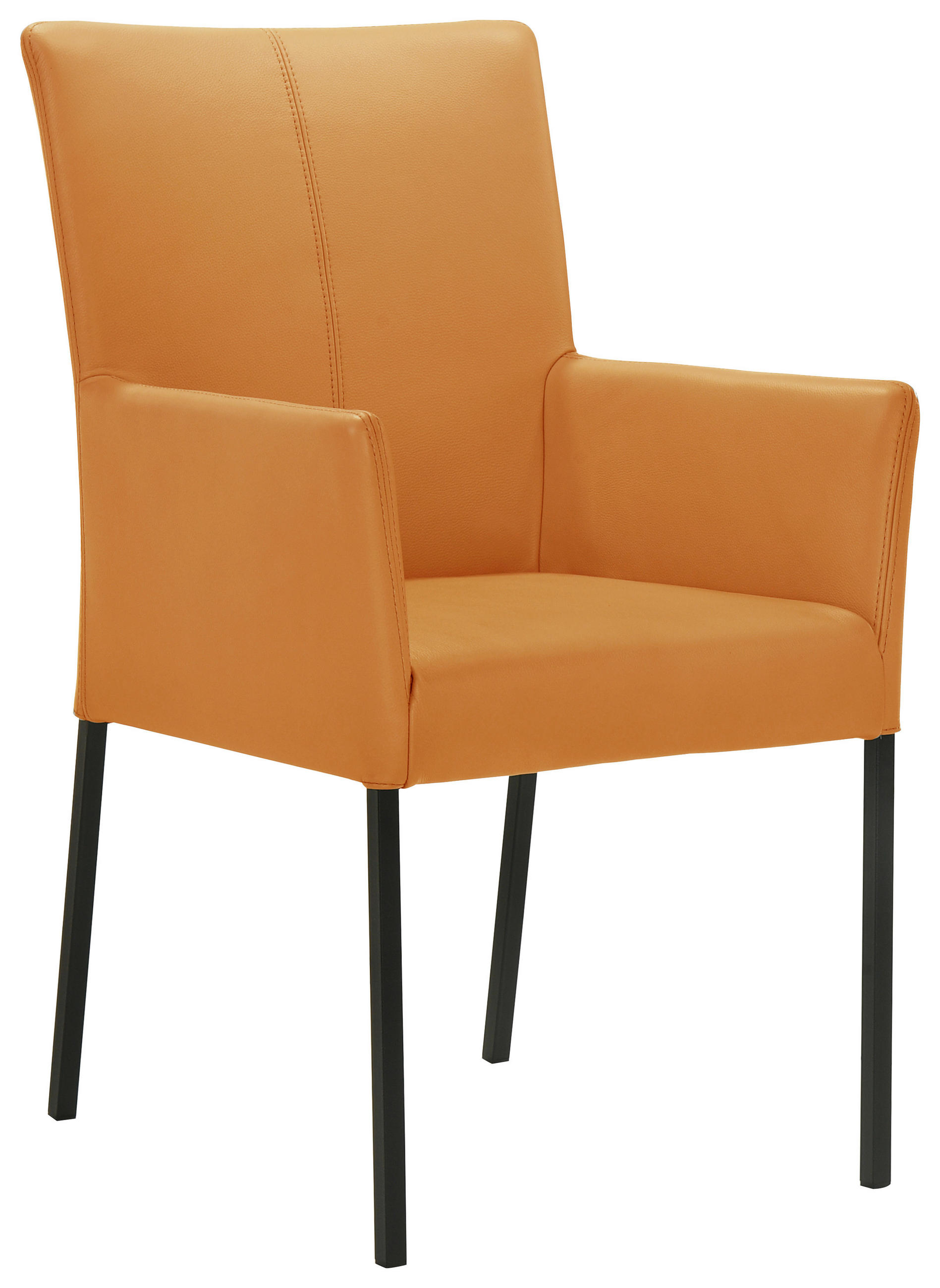 ARMLEHNSTUHL  in Echtleder pigmentiert  - Cognac/Schwarz, Design, Leder/Metall (56/96/62cm) - Johann Jakob