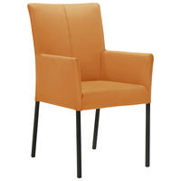 ARMLEHNSTUHL  in Echtleder pigmentiert  - Cognac/Schwarz, Design, Leder/Metall (56/96/62cm) - Johann Jakob