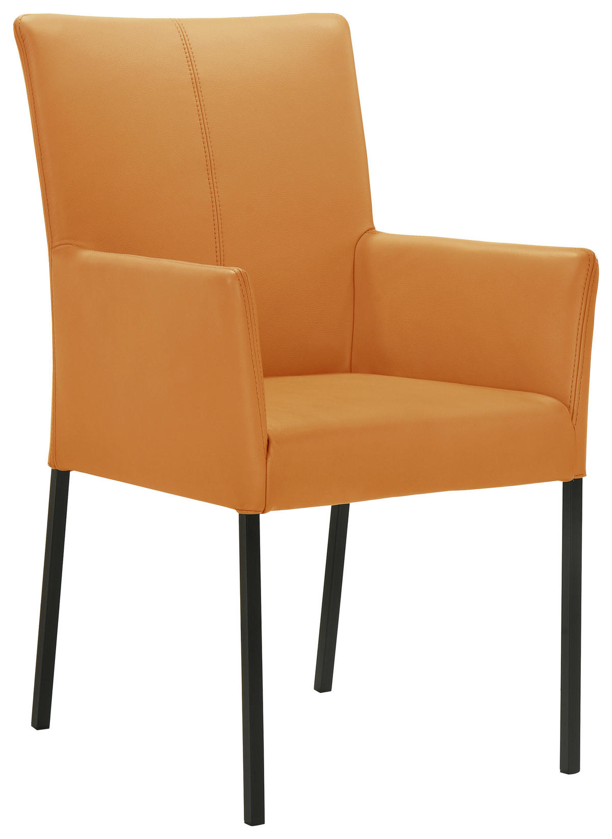 ARMLEHNSTUHL  in Echtleder pigmentiert  - Cognac/Schwarz, Design, Leder/Metall (56/96/62cm) - Johann Jakob