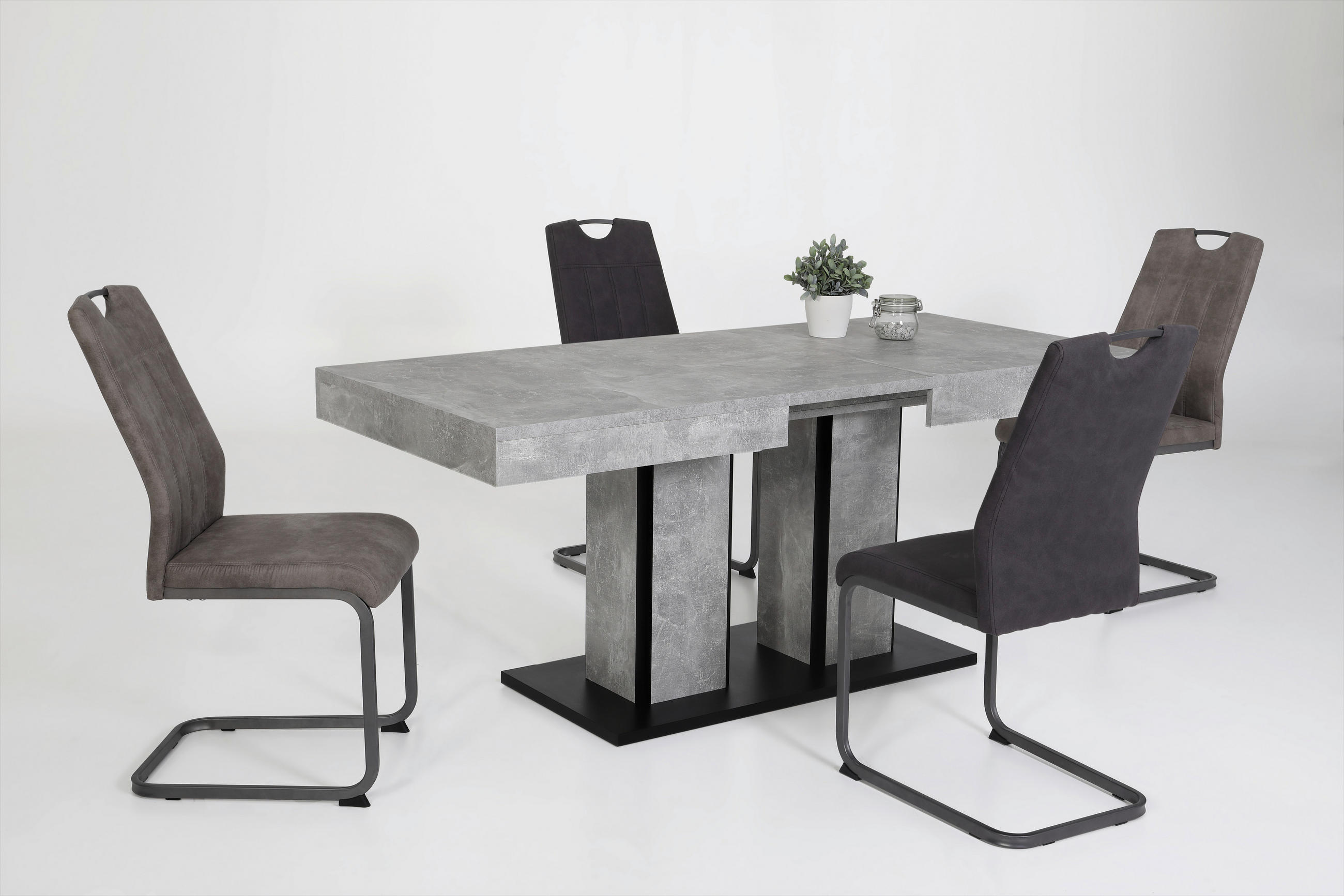 ESSTISCH Anthrazit, Grau rechteckig  ausziehbar  - Anthrazit/Grau, MODERN, Holzwerkstoff (140/80/76cm) - MID.YOU