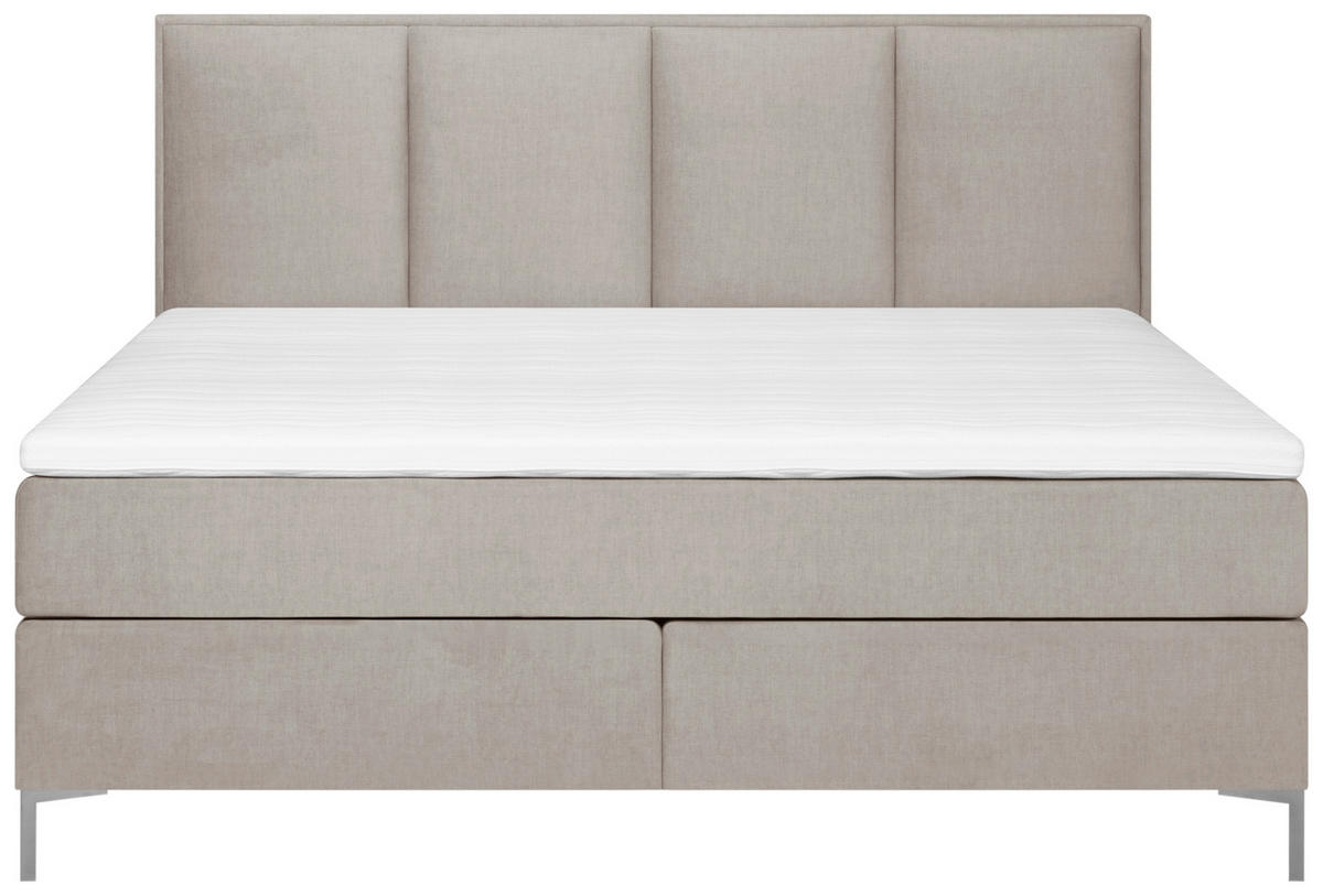 BOXSPRINGBETT 140/200 cm  in Taupe  - Taupe/Alufarben, Modern, Textil (140/200cm) - MID.YOU
