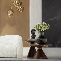 COUCHTISCH Walnuss furniert 50/50/52 cm rund Goldfarben, Walnussfarben  - Goldfarben/Walnussfarben, Design, Holz/Metall (50/50/52cm) - Kare-Design