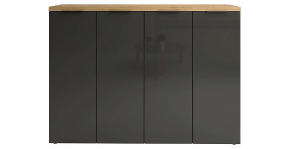 SCHUHSCHRANK 160/115/34 cm - Eichefarben/Anthrazit, Design, Holzwerkstoff/Kunststoff (160/115/34cm) - Xora