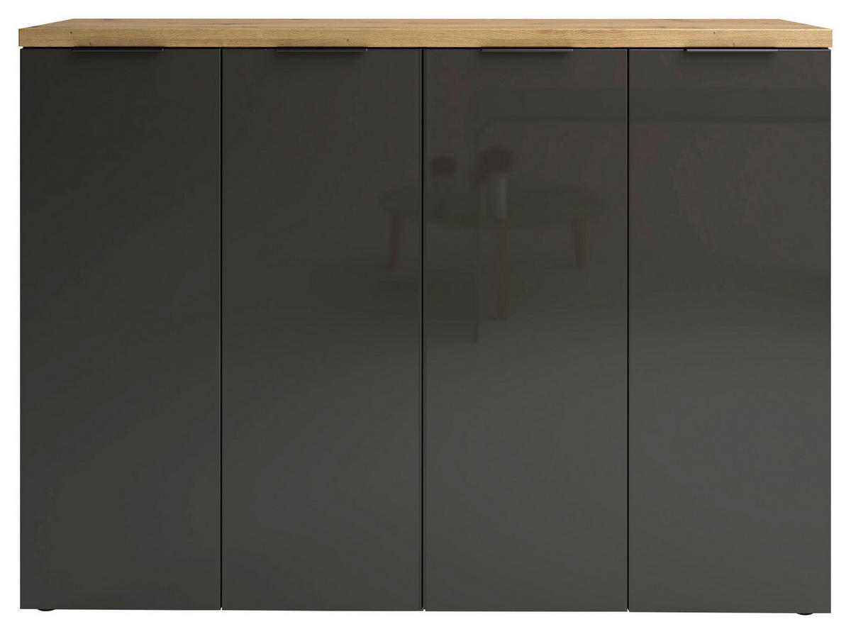 SKOSKÅP  i 160/115/34 cm  - svart/antracit, Design, metall/trämaterial (160/115/34cm) - Xora