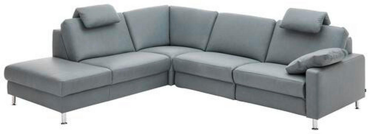 ECKSOFA in Echtleder Grau  - Alufarben/Grau, Design, Leder/Metall (242/275cm) - Dieter Knoll