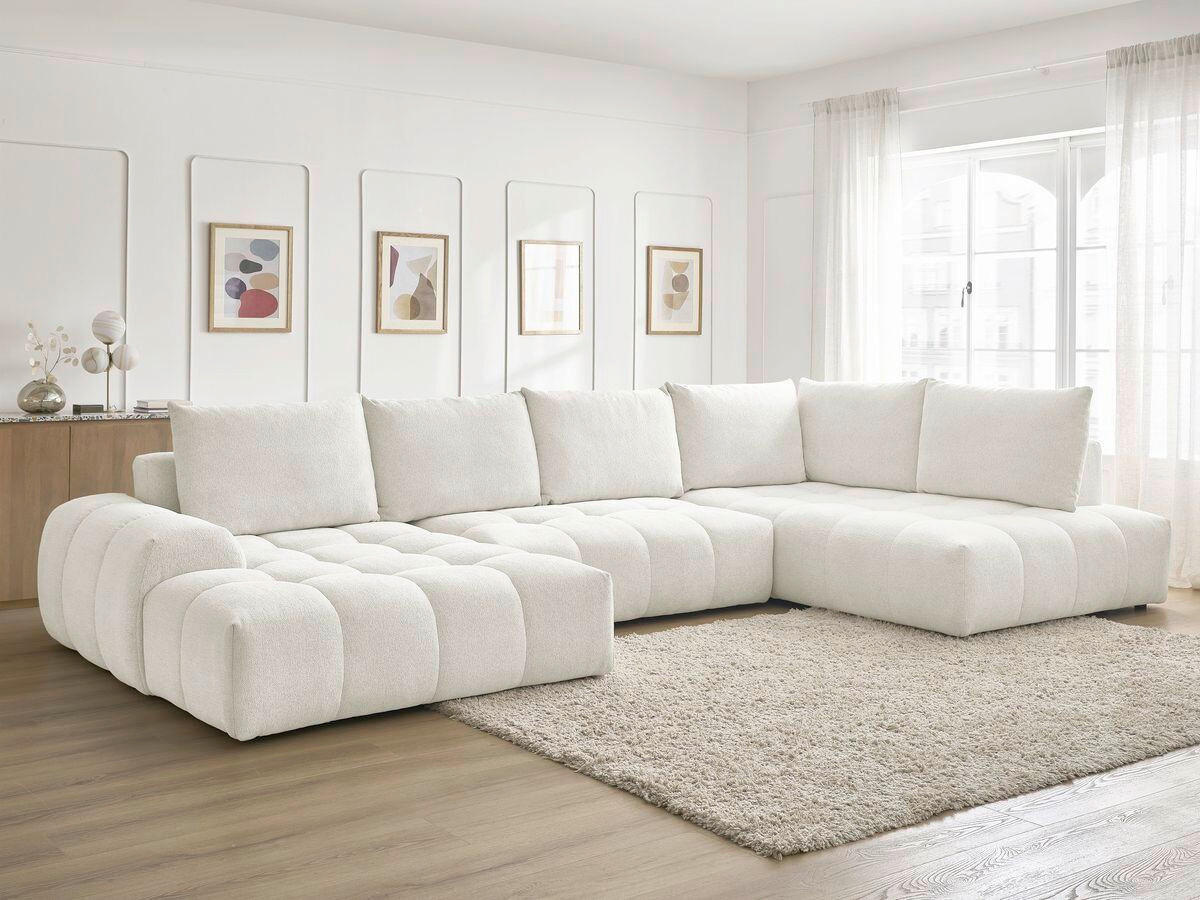 ECKSCHLAFSOFA EVEREST  mit Rücken echt, Armteil links, Armteil rechts Flachgewebe Weiß  - Schwarz/Weiß, MODERN, Kunststoff/Textil (423/212/90cm)