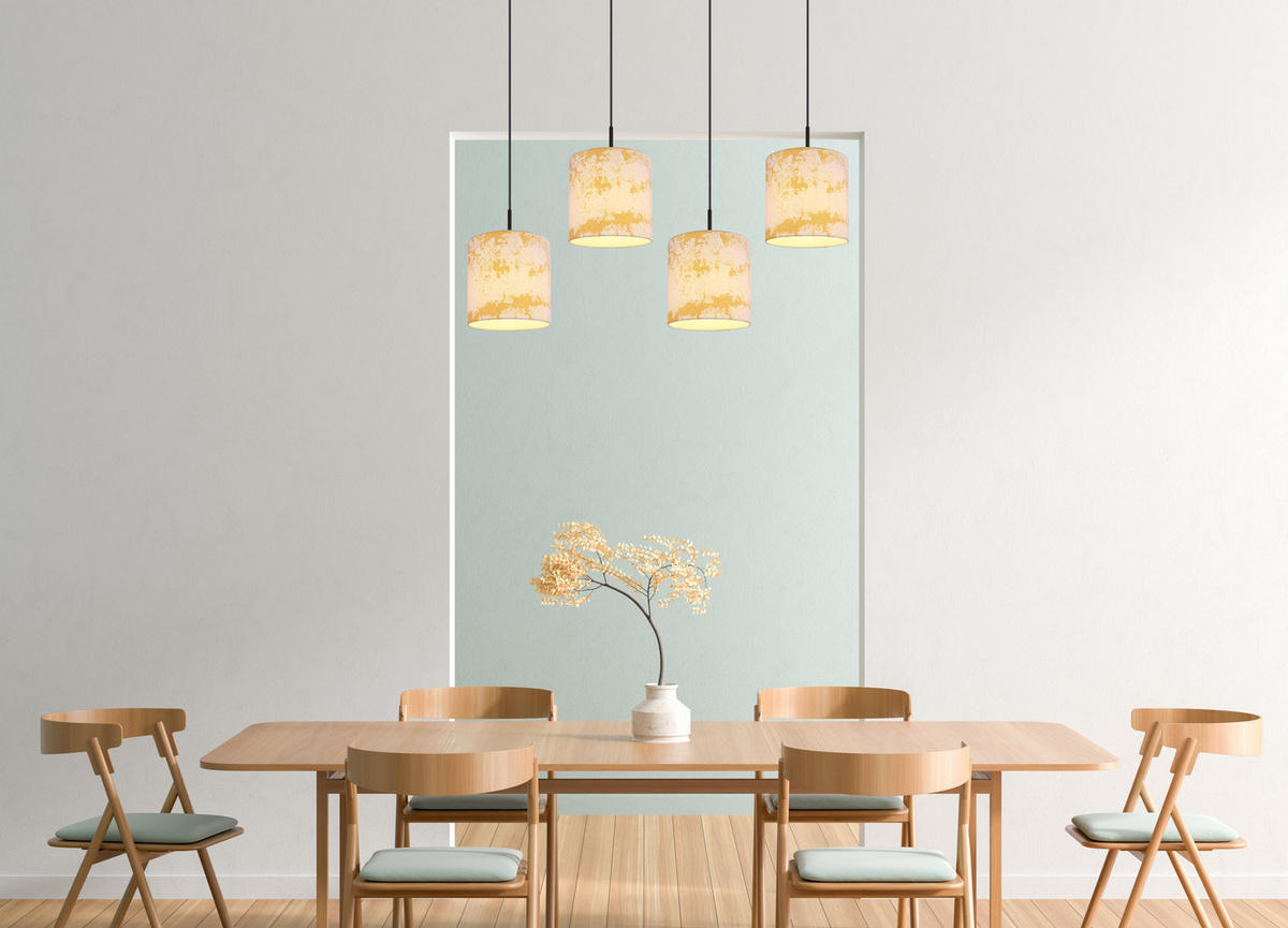 HÄNGELEUCHTE 100/20/150 cm    - Weiss/Goldfarben, Basics, Textil/Metall (100/20/150cm) - Globo