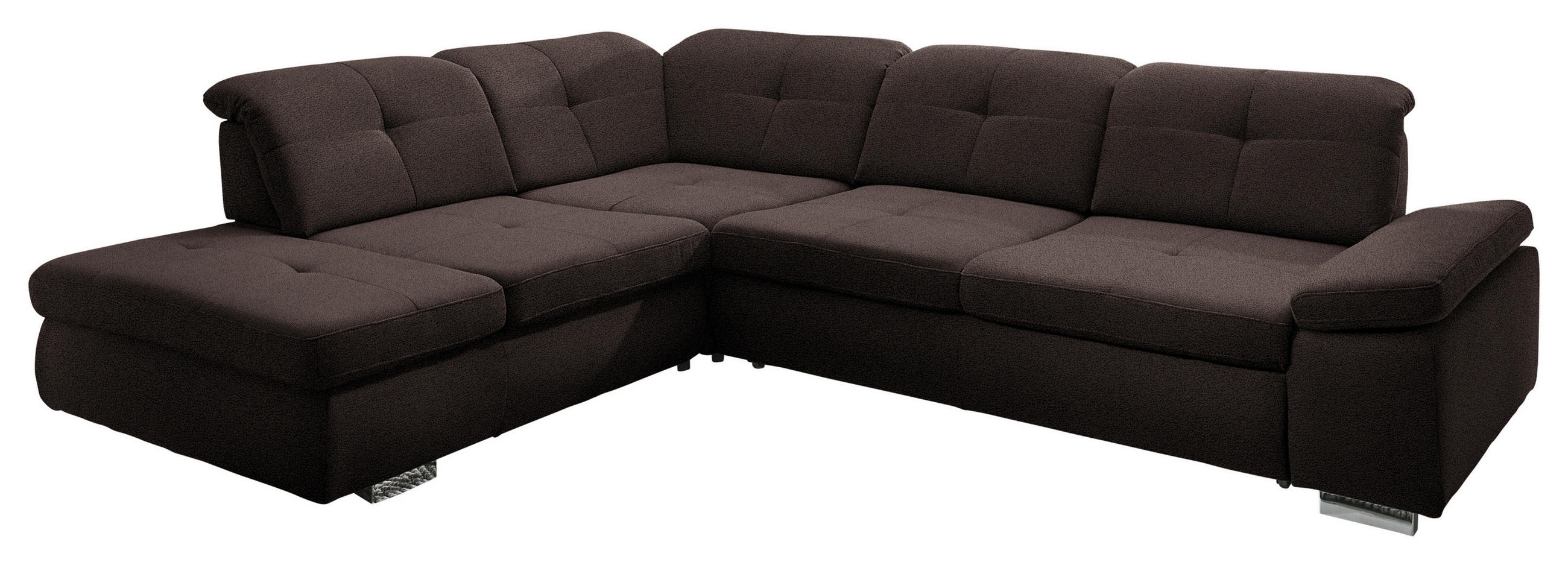 ECKSOFA  in Mikrofaser Dunkelbraun  260/312 cm  - Chromfarben/Dunkelbraun, Design, Textil/Metall (260/312cm) - Beldomo Style