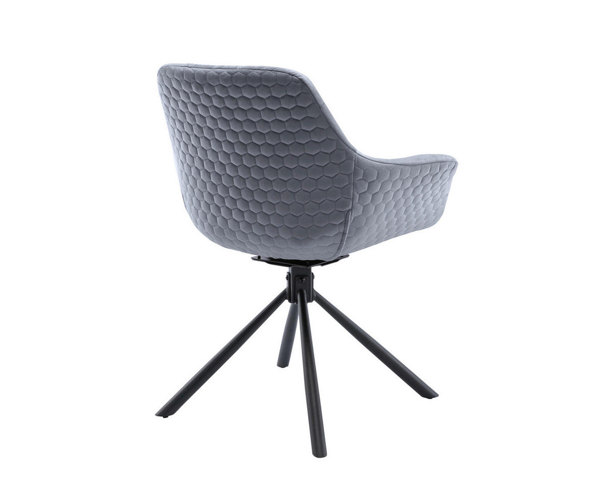 ARMLEHNSTUHL  in Samt  - Schwarz/Grau, MODERN, Textil/Metall (64/82/63cm) - Livetastic