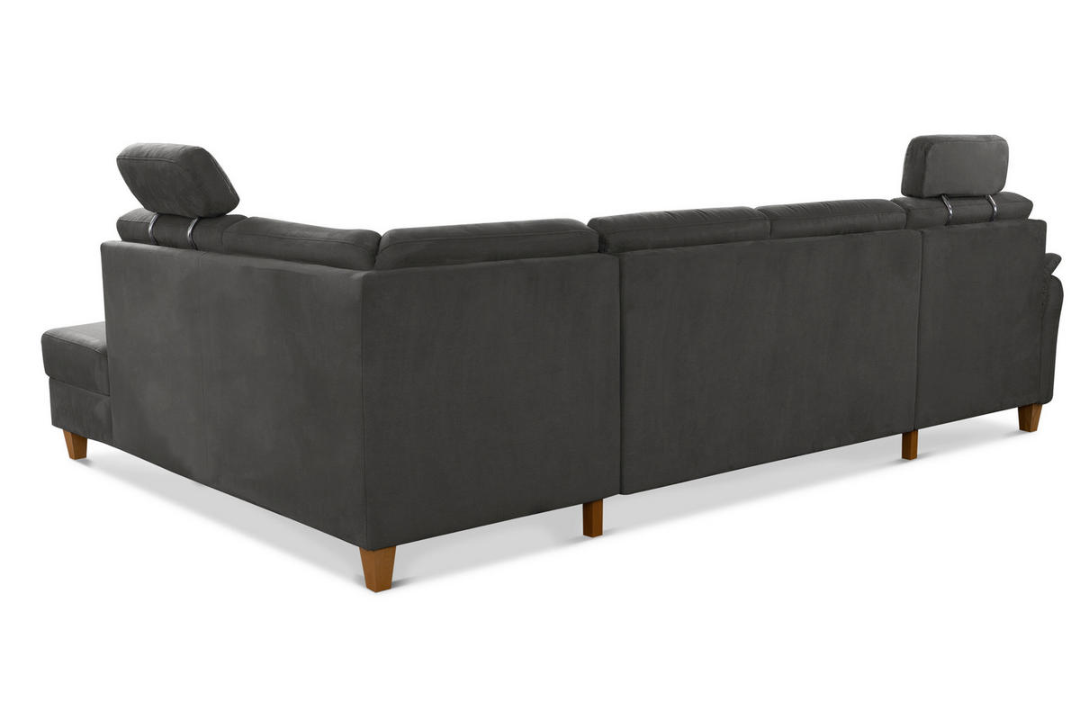 WOHNLANDSCHAFT in Mikrofaser Grau  - Eichefarben/Grau, Konventionell, Holz/Textil (163/308/212cm) - Sit & More