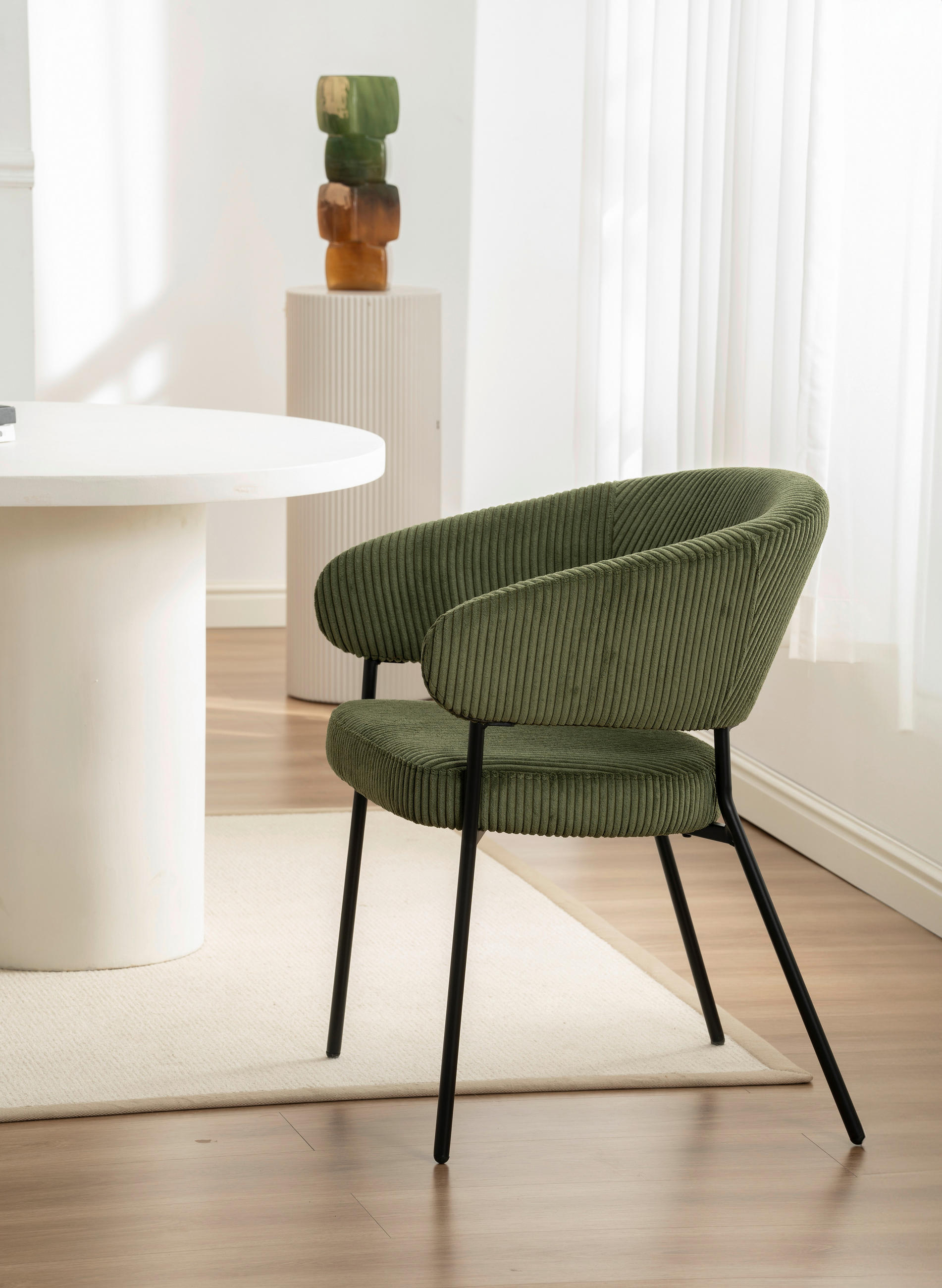 ARMLEHNSTUHL  in Eisen Cord  - Schwarz/Grün, LIFESTYLE, Holz/Textil (60/81/60cm) - Livetastic